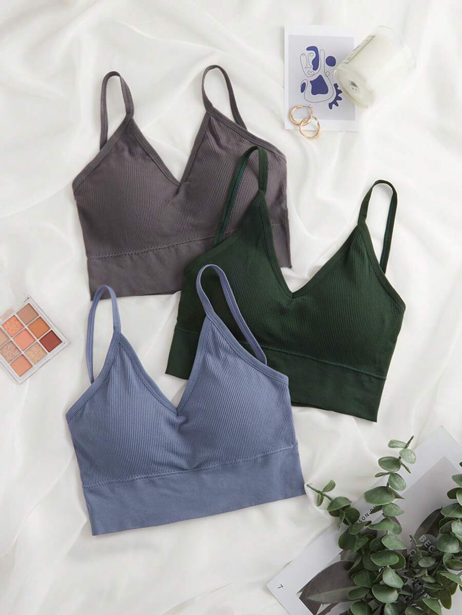 Women's Casual Plain Backless Bralette Tops Multi-Color Medium Stretch Fabric Bras Built In Comfort Fit - Multicolor - View 1