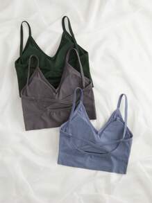 Women's Casual Plain Backless Bralette Tops Multi-Color Medium Stretch Fabric Bras Built In Comfort Fit - Multicolor - View 2