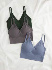 Women's Casual Plain Backless Bralette Tops Multi-Color Medium Stretch Fabric Bras Built In Comfort Fit - Multicolor - View 3