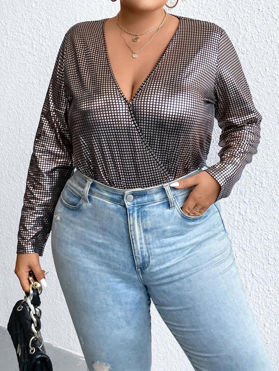 Calvaya 大碼交疊領連身背心