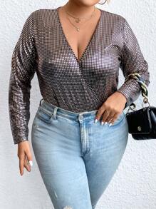 Calvaya 大碼交疊領連身背心