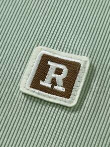 Manfinity Homme Hombres Shorts con camiseta de hombros caídos con parche de letra - verde menta - Ver 6