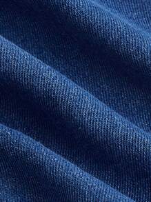 SHEIN MOD Túi có nắp Dây kéo Ống Áo liền quần denim - Rửa trung bình - Xem 3