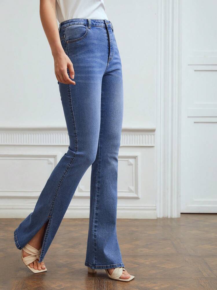 SPLIT FLARE LEG JEANS