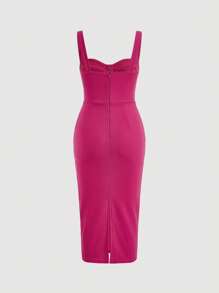 SHEIN Belle Solid Bustier Cami Dress - Hot Pink - View 2