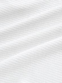 SHEIN MOD Cổ vuông Đồ đan Ribbed Áo thun - trắng - Xem 4