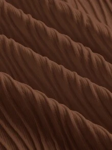 SHEIN MOD Camiseta crop de cuello alto de manga campana - Café integral - Ver 4