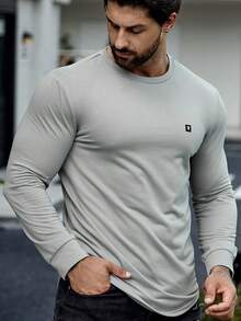 Manfinity Homme 男士字母圖案運動衫 - 灰色 - 查看 3