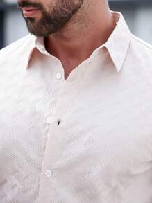 Manfinity Homme Men Solid Button Up Shirt & Drawstring Waist Shorts Without Tee - Khaki - View 4