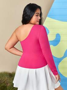 SCOOBY-DOO X SHEIN Plus 1pc Letter & Cartoon Graphic One Shoulder Crop Tee