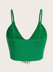 SHEIN ICON Fringe Trim Cami Top - Green - View 2