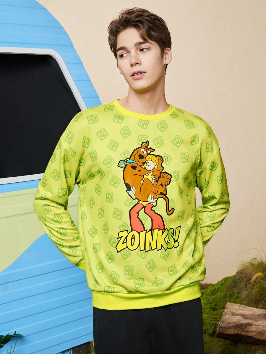 SCOOBY-DOO X SHEIN Nam Cartoon & Đồ họa chữ cái Áo nỉ - Nhiều màu - Xem 1