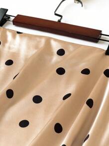 Calvaya Plus Polka Dot Print Skirt - Champagne - View 4