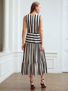 MOTF PREMIUM Vestido de rayas a capas - Blanco y Negro - Ver 6