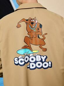 SCOOBY-DOO X SHEIN Men Cartoon & Letter Graphic Jacket - Khaki - View 5