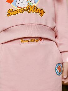 SCOOBY-DOO X SHEIN 女小童卡通圖案套頭衫&半身裙 - 淺粉色 - 查看 6