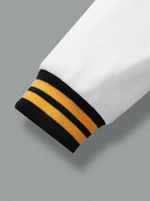 SHEIN Tween Boy Letter Graphic Hooded Varsity Jacket