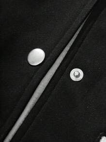 SHEIN Tween Boy Letter Graphic Hooded Varsity Jacket