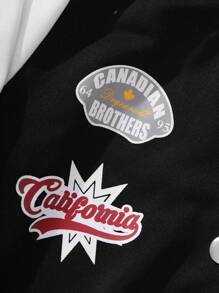 SHEIN Tween Boy Letter Graphic Hooded Varsity Jacket