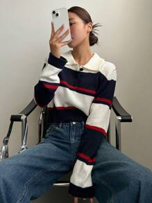 DAZY 拼色高领短款毛衣、长袖上衣、秋装 - 彩色 - 查看 4