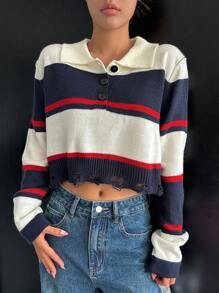 DAZY 拼色高领短款毛衣、长袖上衣、秋装 - 彩色 - 查看 8