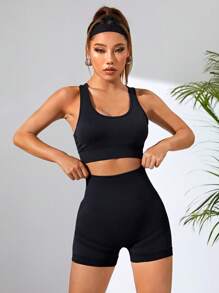 Yoga Sxy Conjunto deportivo con abertura trasera - Negro - Ver 3