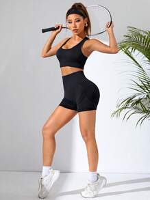 Yoga Sxy Conjunto deportivo con abertura trasera - Negro - Ver 6