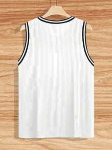 Manfinity Homme Men Striped Trim Tank Top - White - View 2