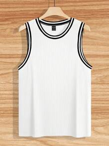 Manfinity Homme Men Striped Trim Tank Top - White - View 4