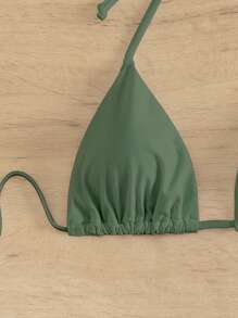 Swim SXY Summer Beach Halter Triangle Bikini Top - Green - View 4