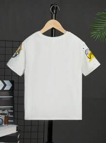 SHEIN 男大童標語圖案T恤 - 白色 - 查看 2