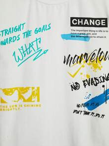 SHEIN 男大童標語圖案T恤 - 白色 - 查看 5