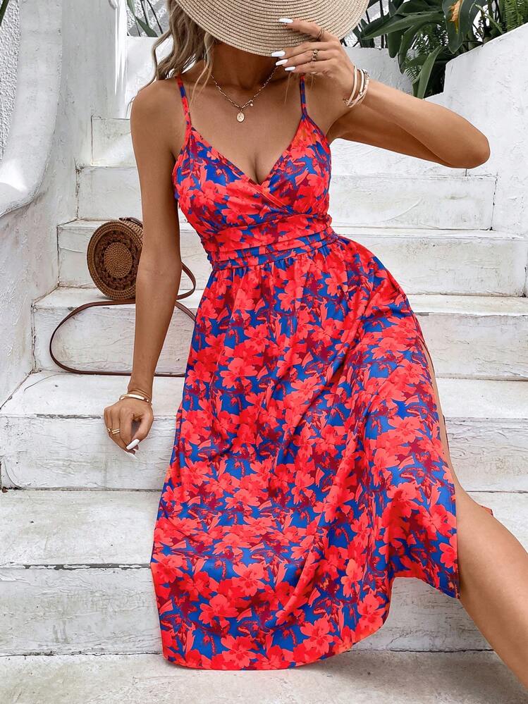 SHEIN Holidaya Allover Floral Print Cami Dress - Multicolor - View 1