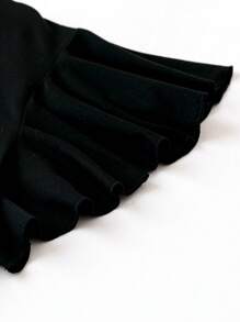 Flirla Hơn Thêu trái tim áo tay bướm Áo thun - màu đen - Xem 4