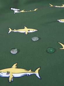 Horizaway 男式鲨鱼印花字母贴片细节抽绳腰泳裤，夏威夷风