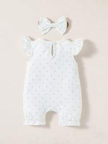 Rompers Em bé Xù Tim Loại bướm - trắng - Xem 2