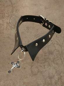 ROMWE Goth 1入組前衛十字架裝飾頸鏈適合女士日常裝飾 - 黑色 - 查看 2