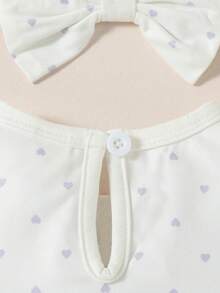 Rompers Em bé Xù Tim Loại bướm - trắng - Xem 4