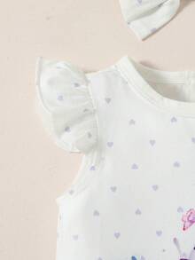 Rompers Em bé Xù Tim Loại bướm - trắng - Xem 5