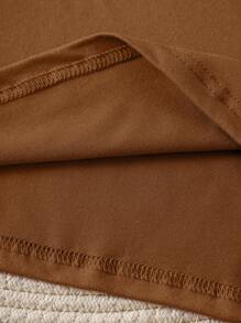 INAWLY 大碼素色V領T恤 - 棕色 - 查看 4