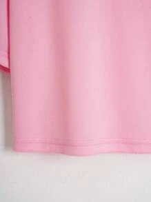 INAWLY Đồ họa Chữ cái Thả vai Áo phông Crop - Hồng - Xem 4