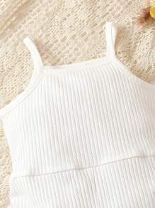 Baby Girl Drawstring Side Cami Romper - White - View 3