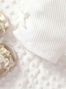 Baby Girl Drawstring Side Cami Romper - White - View 6