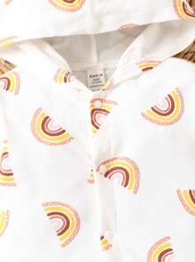 女嬰彩虹印花連帽連身褲 - 白色 - 查看 5
