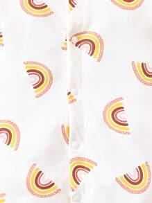 女嬰彩虹印花連帽連身褲 - 白色 - 查看 6