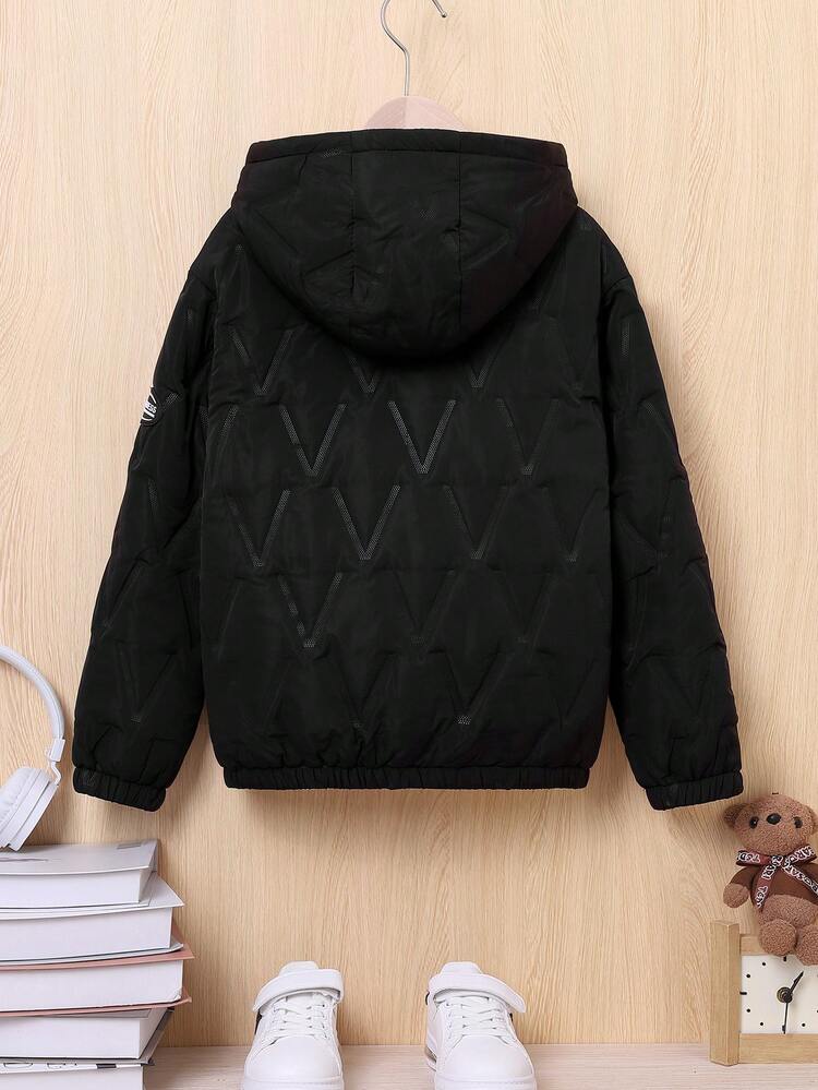 Tween Boy 1pc Zip Up Hooded Quilted Coat