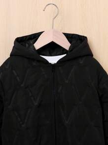 SHEIN Palton matlasat cu glugă, cu fermoar, 1 buc