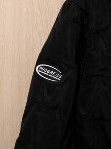 SHEIN Palton matlasat cu glugă, cu fermoar, 1 buc