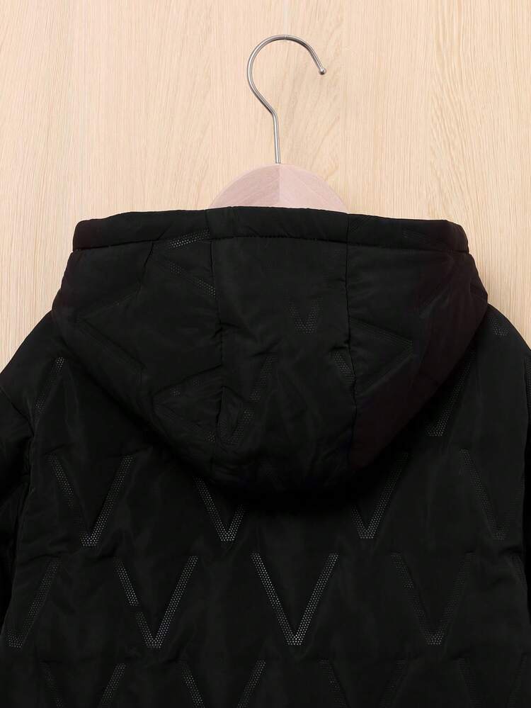 Tween Boy 1pc Zip Up Hooded Quilted Coat