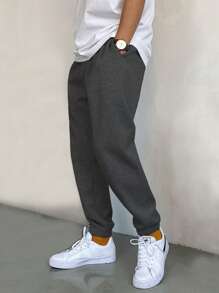 Manfinity Homme 男士斜口袋抽绳腰慢跑运动裤